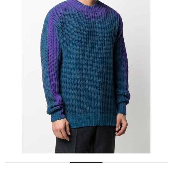 Marni Blue Rib-Knitted Sweater with Purple Ombré Effect - Picture 4 of 8